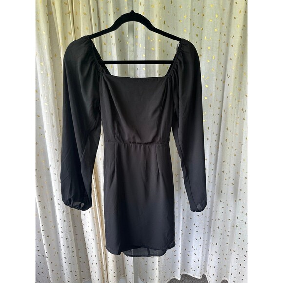 All In Favor NWT Square-Neck Princess Seam Peek-A-Boo Smocked Back Mini Dress XS - Picture 3 of 9